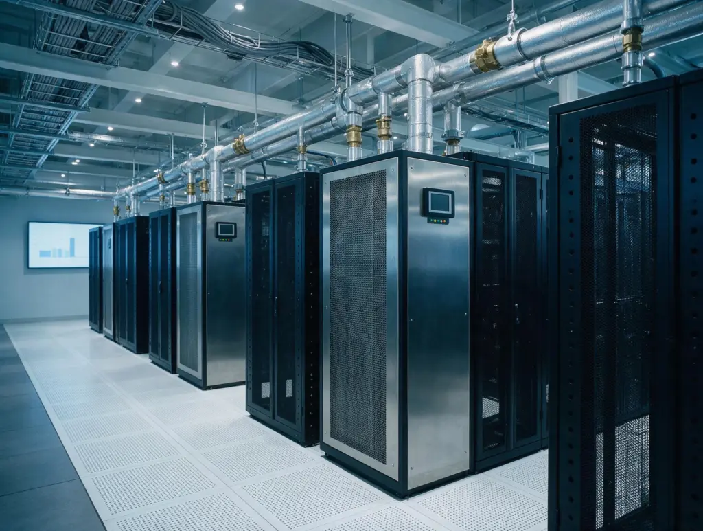 In-row precision cooling units installed between server racks