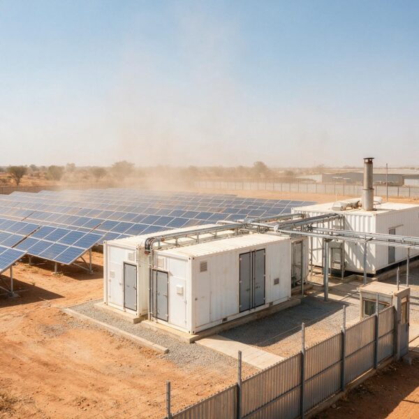 Off-grid solar hybrid plant with battery storage outside Bamako