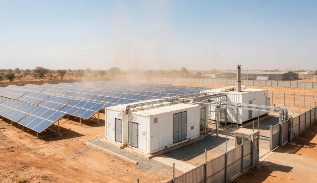 Off-grid solar hybrid plant with battery storage outside Bamako