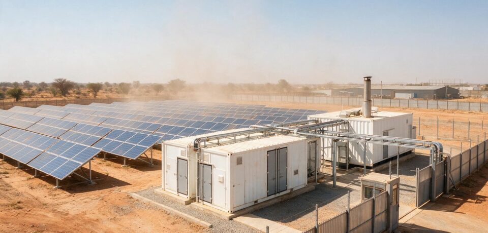 Off-grid solar hybrid plant with battery storage outside Bamako