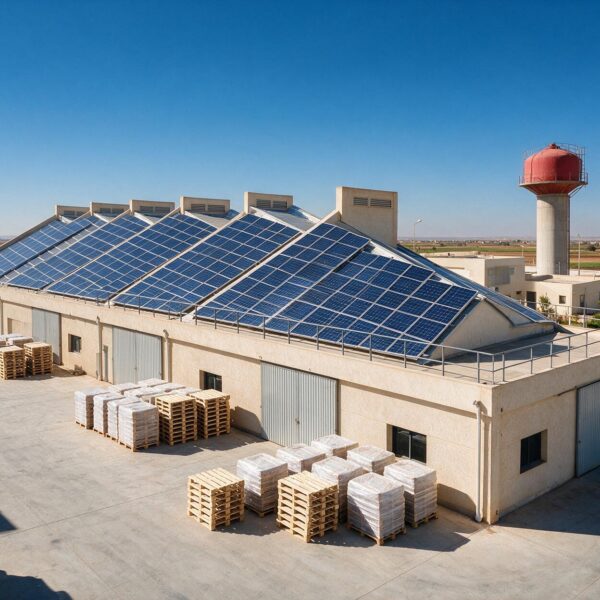 Solar plant on a manufacturing roof at Berrechid