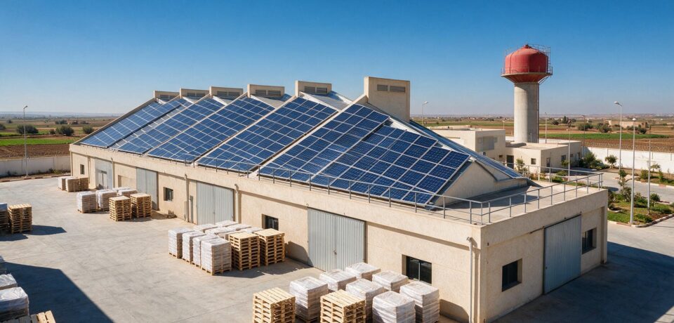 Solar plant on a manufacturing roof at Berrechid