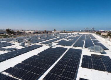 Rooftop solar plant on an industrial building in Casablanca