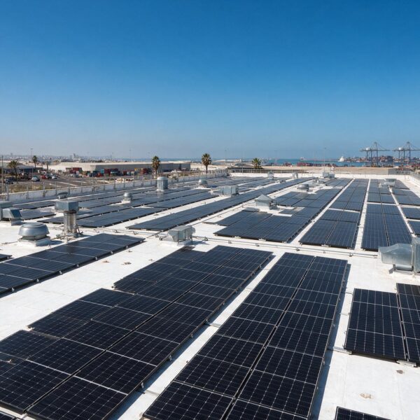 Rooftop solar plant on an industrial building in Casablanca