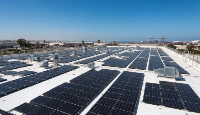 Rooftop solar plant on an industrial building in Casablanca