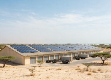 Solar plant on a logistics warehouse roof near Dakar