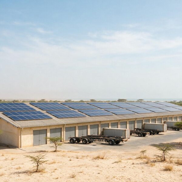 Solar plant on a logistics warehouse roof near Dakar