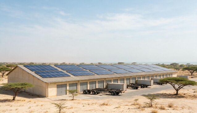 Solar plant on a logistics warehouse roof near Dakar