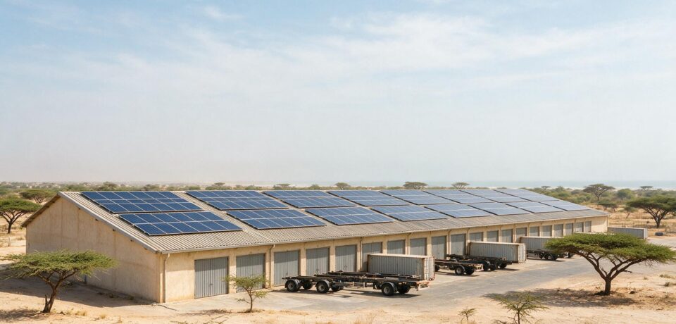 Solar plant on a logistics warehouse roof near Dakar