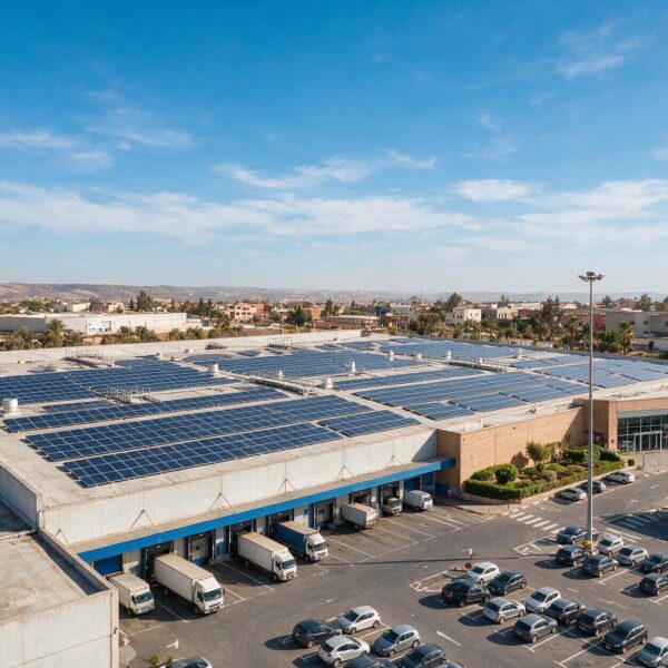 Solar plant on a retail distribution warehouse roof