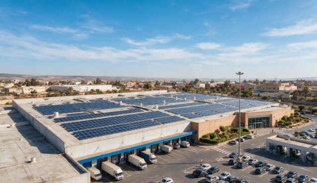 Solar plant on a retail distribution warehouse roof