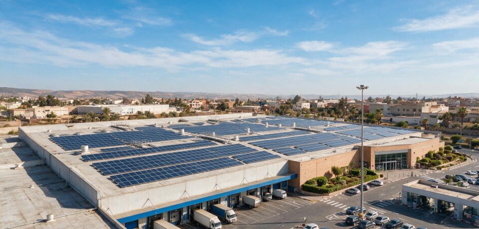 Solar plant on a retail distribution warehouse roof